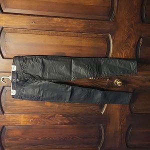 Coated black skinny moto pants
